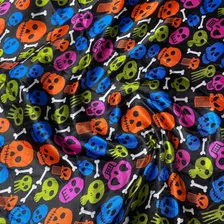 Tecido Cetim Estampado Halloween Fantasias - 1,40m Por Metro Cor Caveirinha Foto mini  3