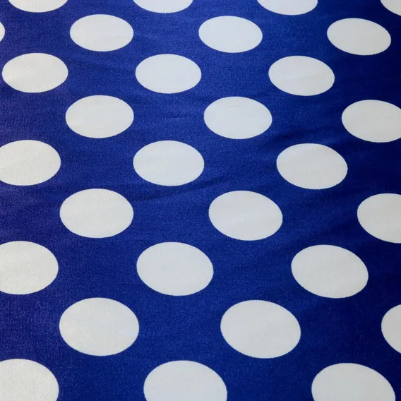 Tecido Cetim Estampado Poa Bola Fundo Azul Royal Foto 1