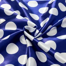 Tecido Cetim Estampado Poa Bola Fundo Azul Royal Foto mini 2