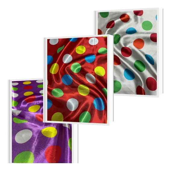 Tecido Cetim Estampado Poá Colorido 1,40m-1m Cor Vermelho Foto 1