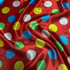 Tecido Cetim Estampado Poá Colorido 1,40m-1m Cor Vermelho Foto mini  2