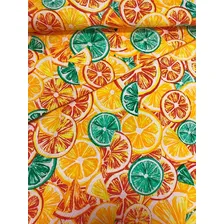 Tecido Estampado Jacquard Limões Laranja 1m Desenho do tecido Frutas Foto mini 1