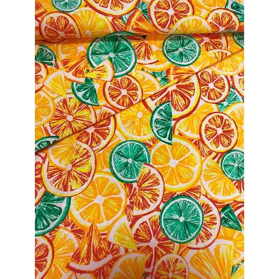 Tecido Estampado Jacquard Limões Laranja 1m Desenho do tecido Frutas Foto 1
