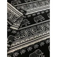 Tecido Jacquard Dupla Face Indiano Branco E Preto 10m Foto mini 3