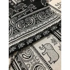 Tecido Jacquard Dupla Face Indiano Branco E Preto 10m Foto mini 1