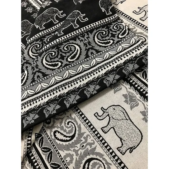 Tecido Jacquard Dupla Face Indiano Branco E Preto 10m Foto 1