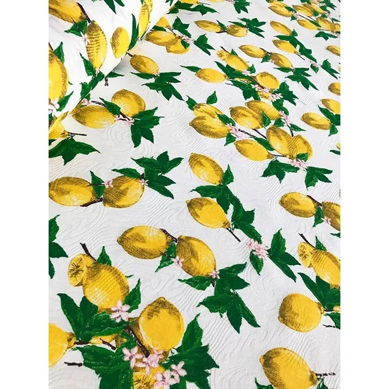 Tecido Jacquard Limão Siciliano Branco 1,00 X 1,40 Foto 1