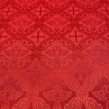 Tecido Jacquard Litúrgico Para Igreja Altar Cruz 1 Metro Desenho Do Tecido Pombo Vermelho Foto mini 1