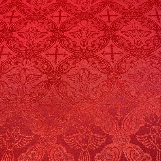 Tecido Jacquard Litúrgico Para Igreja Altar Cruz 1 Metro Desenho Do Tecido Pombo Vermelho Foto 1