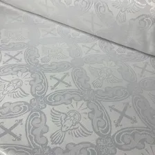 Tecido Jacquard Litúrgico Para Igreja Altar Cruz 4 Metros Desenho Do Tecido Pombo Branco Foto mini 1