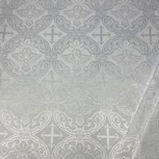 Tecido Jacquard Litúrgico Para Igreja Altar Cruz 4 Metros Desenho Do Tecido Pombo Branco Foto mini 4