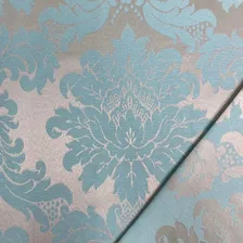 Tecido Jacquard Medalhão Decoração Parede Festa 3 Metros Cor 212 Tiffany E Dourado Champanhe Foto mini 4