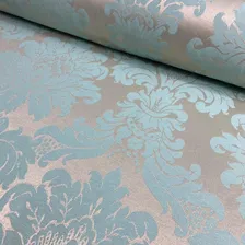 Tecido Jacquard Medalhão Decoração Parede Festa 3 Metros Cor 212 Tiffany E Dourado Champanhe Foto mini  3