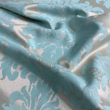 Tecido Jacquard Medalhão Decoração Parede Festa 3 Metros Cor 212 Tiffany E Dourado Champanhe Foto mini  2