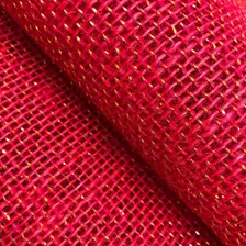 Tecido Jutex Juta Brilho Estilotex - 1 Metro Cor Vermelho Com Fio Dourado Desenho Do Tecido Liso Foto  mini 1