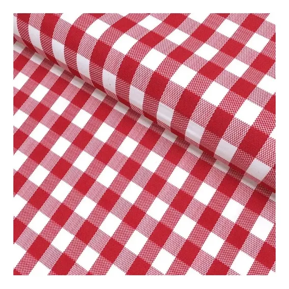 Tecido P/ Toalha De Mesa Xadrez Branco Vermelho 4,00 X 1,50 Foto 1