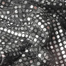 Tecido Paete Lantejoula Prata Fundo Preto 1,00 Mt Largura Foto mini 1