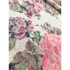 Tecido Para Almofada Jacquard Floral Florido Vintage 1m Desenho do tecido Floral vintage Foto mini 2