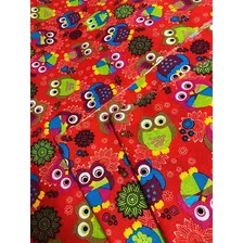 Tecido Para Artesanato Infantil Corujinhas 5m Cor 3. Vermelho Foto mini 1