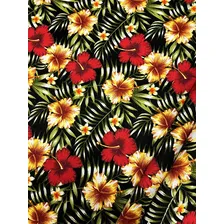 Tecido Para Artesanato Jacquard Floral Amarelo Vermelho 3m Cor Preto Desenho do tecido Florido Foto mini 1