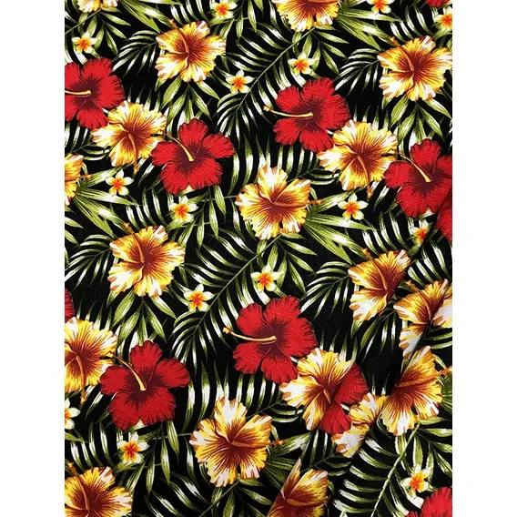 Tecido Para Artesanato Jacquard Floral Amarelo Vermelho 3m Cor Preto Desenho do tecido Florido Foto 1