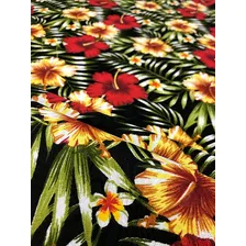 Tecido Para Artesanato Jacquard Floral Amarelo Vermelho 3m Cor Preto Desenho do tecido Florido Foto mini 2