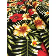 Tecido Para Artesanato Jacquard Floral Amarelo Vermelho 3m Cor Preto Desenho do tecido Florido Foto mini 3