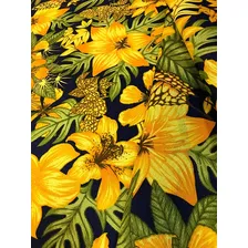 Tecido Para Decoração Floral Primavera Amarelo 3m Desenho do tecido Florido Foto mini  2