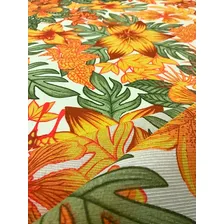 Tecido Para Decoração Floral Primavera Laranja 5m Desenho do tecido Florido Foto mini 3