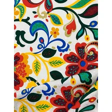Tecido Para Estofados Jacquard Floral Colorido 1m Cor Amarelo Desenho do tecido Florido Foto mini 1