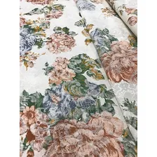 Tecido Para Estofados Jacquard Floral Vintage Salmão 1m Desenho Do Tecido Florido Foto mini 4