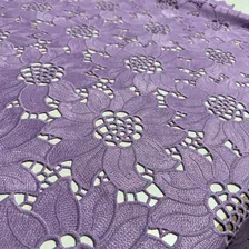 Tecido Renda Guipir Pesada Floral 1,30m Vestidos -0,50 Cor Lilás Desenho Do Tecido Bodado Foto  mini 1