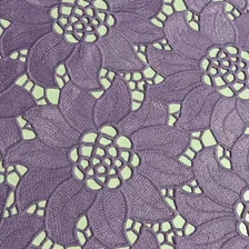 Tecido Renda Guipir Pesada Floral 1,30m Vestidos -0,50 Cor Lilás Desenho Do Tecido Bodado Foto mini 3