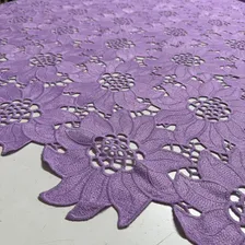 Tecido Renda Guipir Pesada Floral 1,30m Vestidos -0,50 Cor Lilás Desenho Do Tecido Bodado Foto mini 4