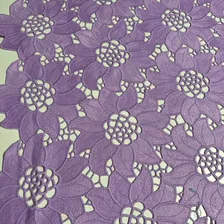 Tecido Renda Guipir Pesada Floral 1,30m Vestidos -0,50 Cor Lilás Desenho Do Tecido Bodado Foto mini 2