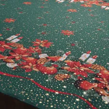 Tecido Toalha De Mesa Natal Natalina Gliter Dourado 2,00 Mts Cor Green Merry Foto mini  3