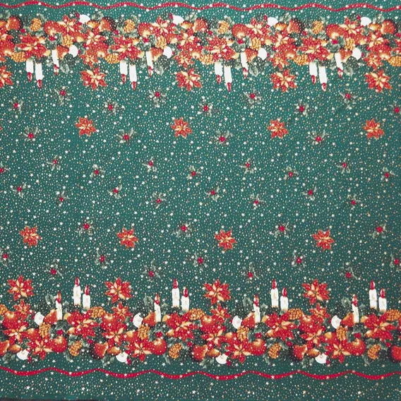 Tecido Toalha De Mesa Natal Natalina Gliter Dourado 2,00 Mts Cor Green Merry Foto 1
