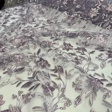 Tecido Tule Bordado Floral Poliana 1,30x1,50m Vestidos Festa Cor Lilás Foto mini 4