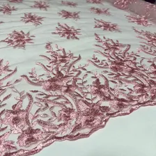 Tecido Tule Bordado Juliana 1,35m Para Roupas Festa Noivas Cor Rosa BebĂȘ Foto mini 4
