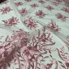 Tecido Tule Bordado Juliana 1,35m Para Roupas Festa Noivas Cor Rosa BebĂȘ Foto mini 2