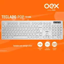 Teclado Com Fio Oex Pop - Teclas Redondas Tc400 Branco Foto mini 4