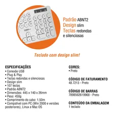 Teclado Com Fio Oex Pop - Teclas Redondas Tc400 Branco Foto mini  3