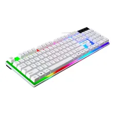 Teclado Gamer Led Usb Semi-mecânico Anti-ghosting Branco Idioma Português Brasil Foto mini 4