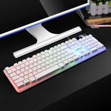 Teclado Gamer Led Usb Semi-mecânico Anti-ghosting Branco Idioma Português Brasil Foto mini 2