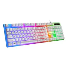 Teclado Gamer Led Usb Semi-mecânico Anti-ghosting Branco Idioma Português Brasil Foto mini 3