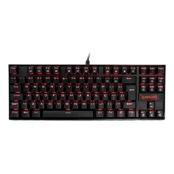 Teclado Gamer Redragon Kumara Preto Com Rgb Vermelho Mecânico Abnt2 Switch Black K552-2 Foto 1
