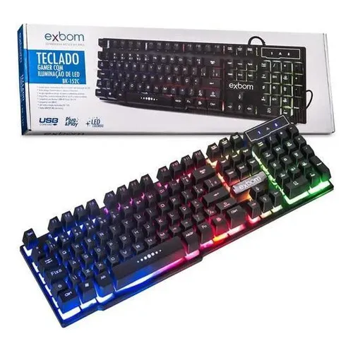 Teclado Gamer Usb Semi Mecânico Iluminado Exbom Bk-152c Foto 1