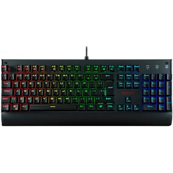 Teclado mecanico gamer Redragon Kala K557 QWERTY Outemu Brown português Brasil cor preto com luz RGB Foto 1