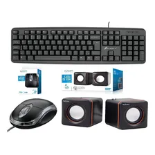 Teclado + Mouse Óptico Usb + Caixa Som Pc Desktop Computador Foto  mini 1