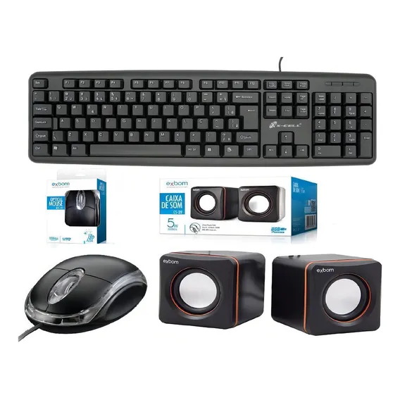 Teclado + Mouse Óptico Usb + Caixa Som Pc Desktop Computador Foto 1